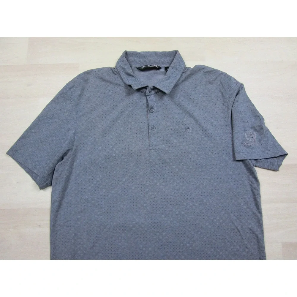 Travis Mathew Polo Shirt Men's (L) Gray Laurel Oak Golf Club Performance Stretch